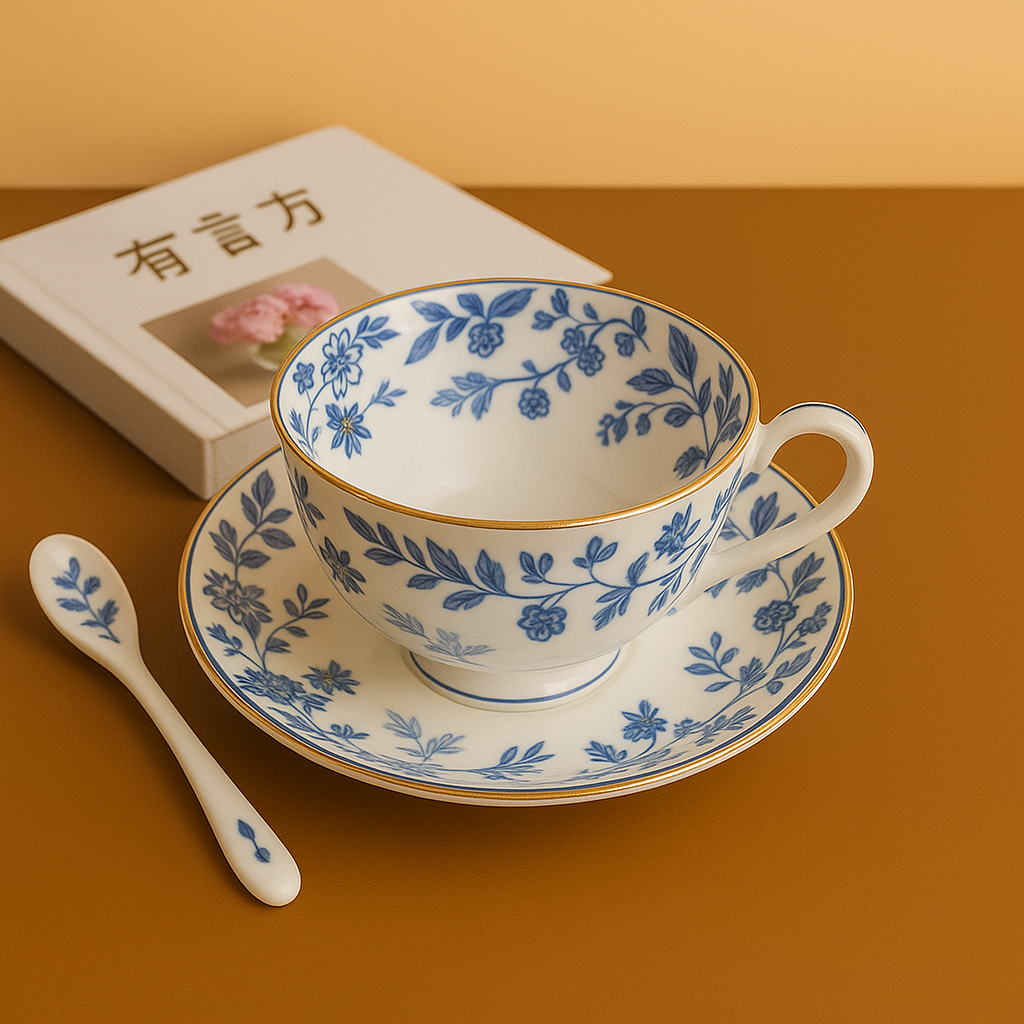 Blue Flowered Tea Set