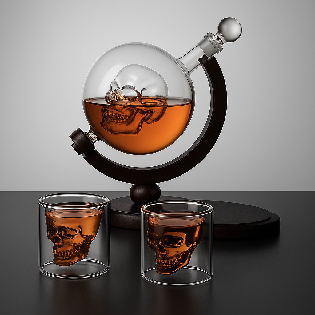 Whiskey Decanter Set Skull Decanter with 2 Glasses