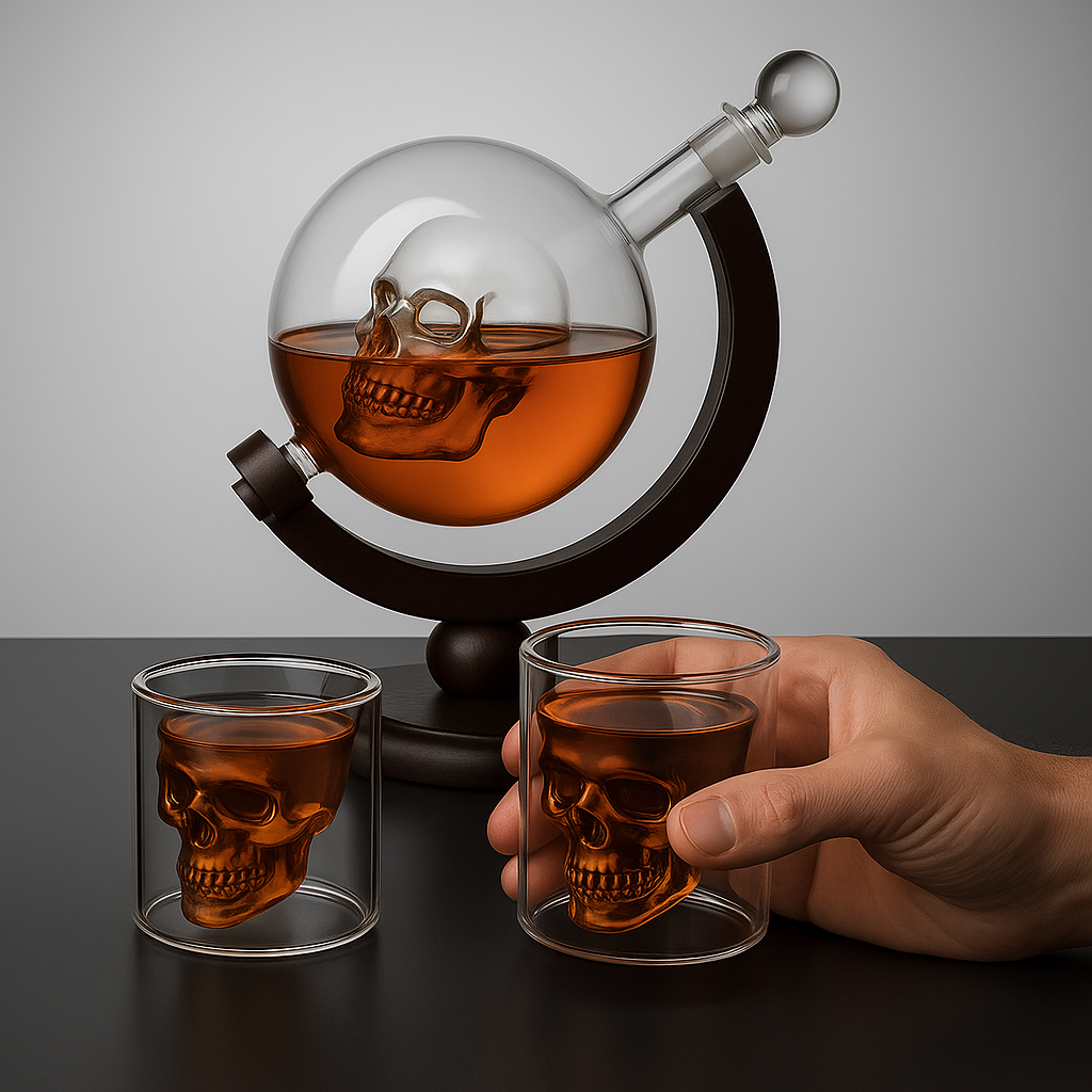 Whiskey Decanter Set Skull Decanter with 2 Glasses
