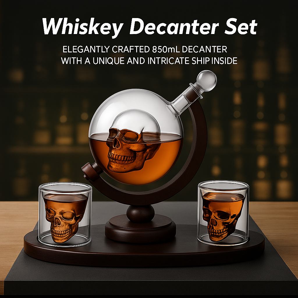 Whiskey Decanter Set Skull Decanter with 2 Glasses