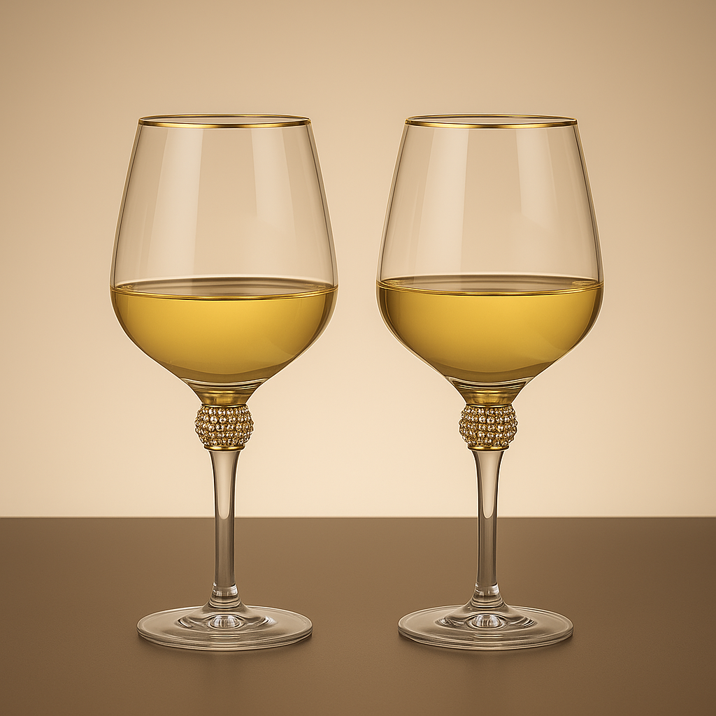 Pair of Gold Decorated Wine Glasses