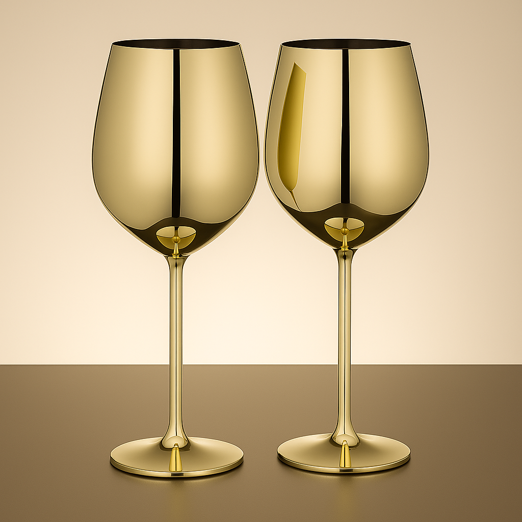 Pair of Gold Goblet Glasses