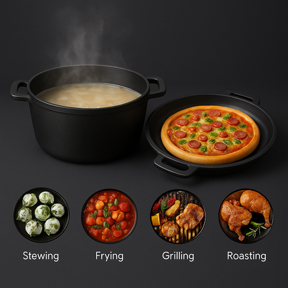 2 in 1 Cast Iron Dutch Oven