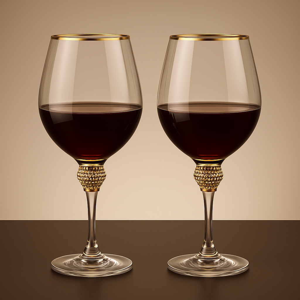 Pair of Gold Decorated Wine Glasses