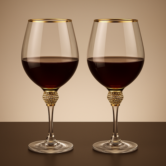 Pair of Gold Decorated Wine Glasses