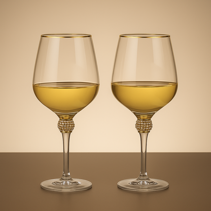 Pair of Gold Decorated Wine Glasses