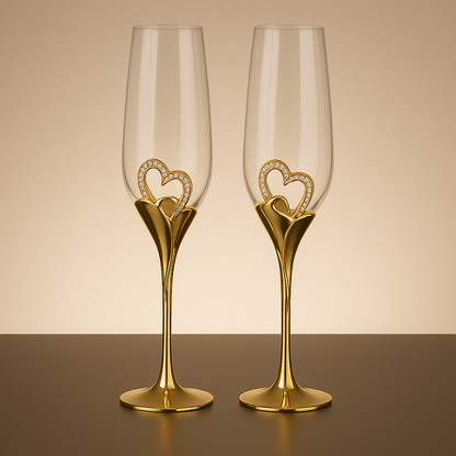 Pair of Decorated Champagne Glasses