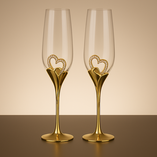 Pair of Decorated Champagne Glasses