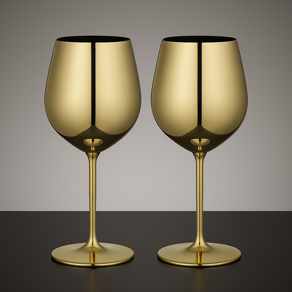 Pair of Gold Goblet Glasses