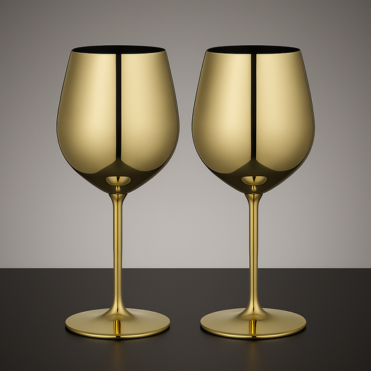 Pair of Gold Goblet Glasses